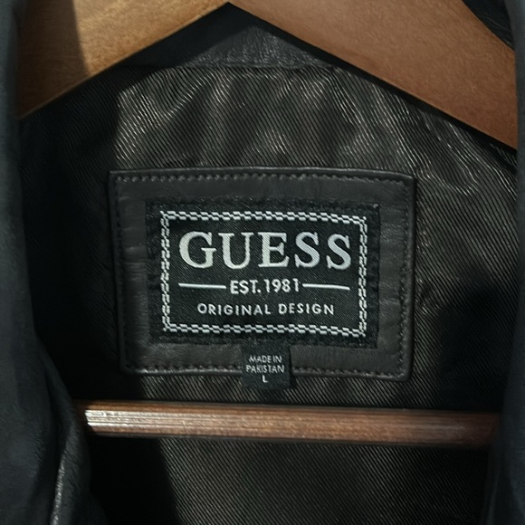 Guess mens leather jacket large - Dark Brown - Picture 5 of 13